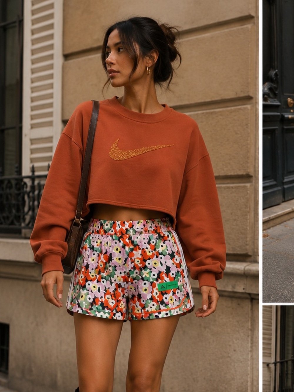 Nike Orange Crewneck Sweatshirt with Textured Swoosh